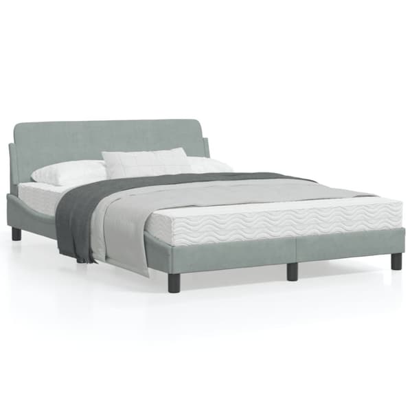 Bed Frame "Dover" Light Grey 140x190 cm Velvet