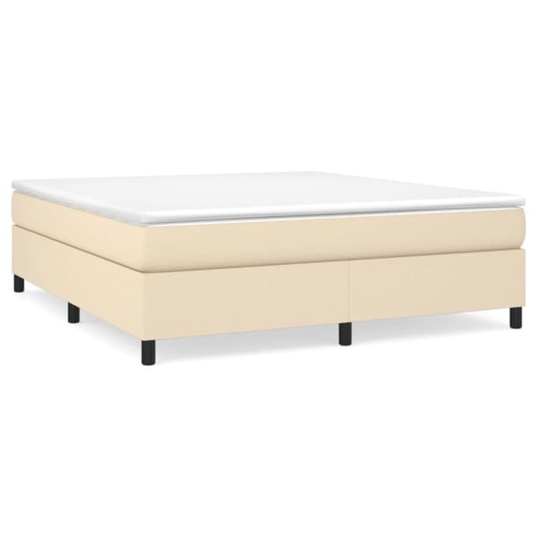 Boxspring-sängram gräddvit 160x200 cm tyg