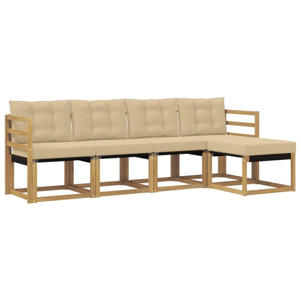 Utomhussoffset med kudde 5 pcs Vit och Beige