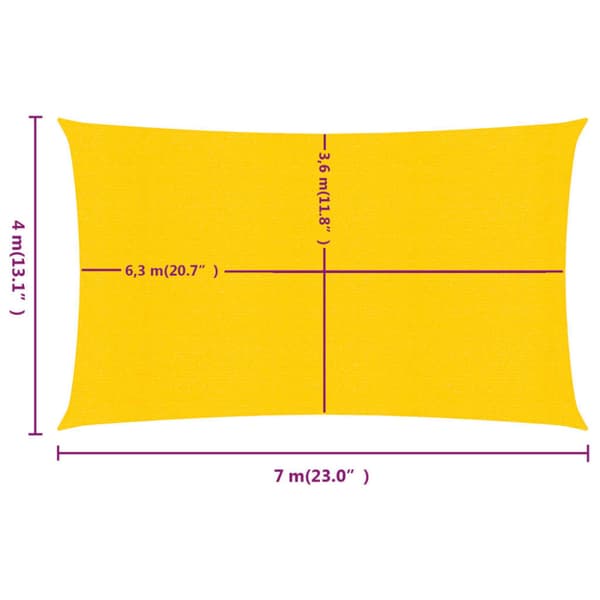Solsegel 160 g/m² rektangulär gul 4x7 m HDPE