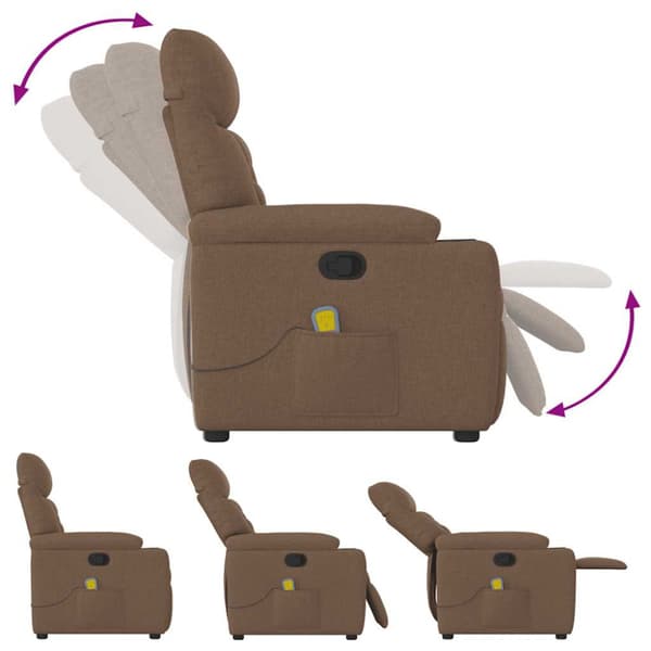 Massagefåtölj brun tyg