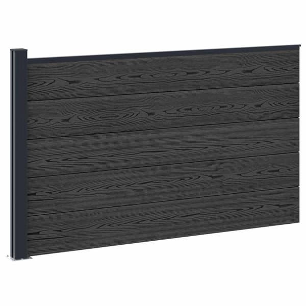 Stängselpanel WPC och aluminium Svart