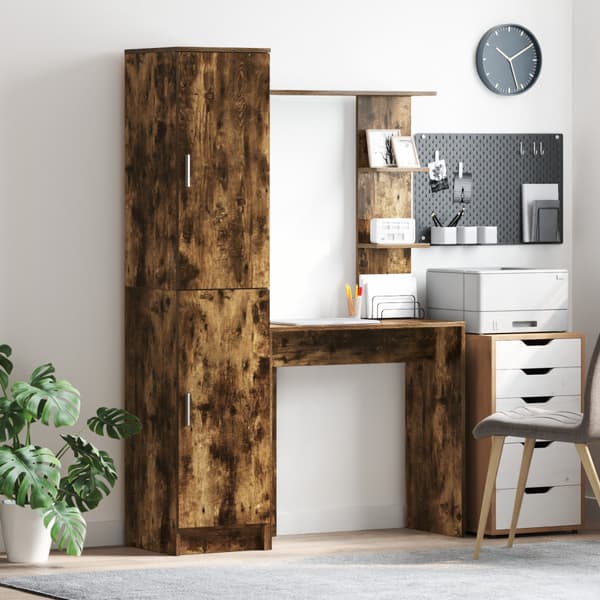 Skrivbord 2 pcs Rökt ek