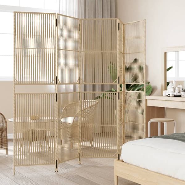 Rumsavdelare 5 paneler beige konstrottning