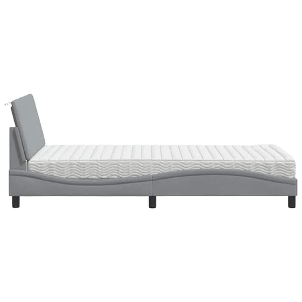 Bed with Mattress "Hanko" Light Grey 100x200 cm Fabric