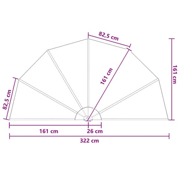 Balkongskärm Ø 320 cm Polyester Ljusgrå