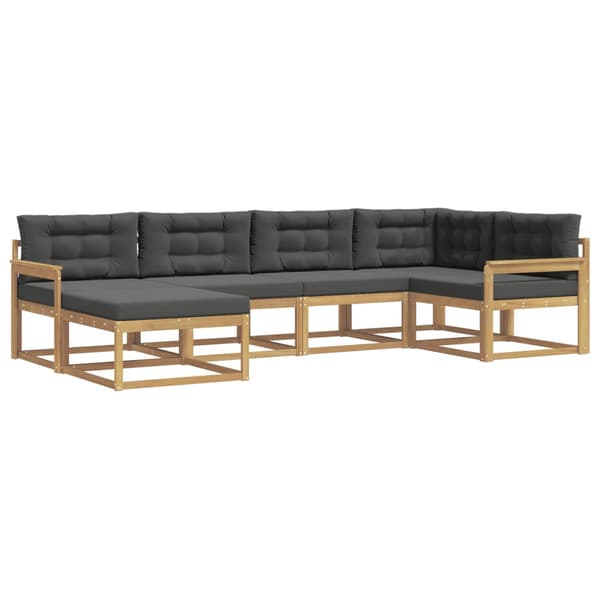 Utomhussoffset med kudde 5 pcs Vit och antracit Polyester
