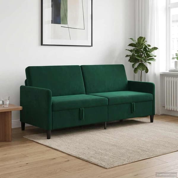 Soffa med förvaring Mörkgrön 192 x 78 x 87 cm Polyester