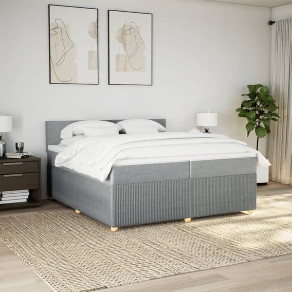 Ramsäng med madrass ljusgrå 200x200 cm tyg
