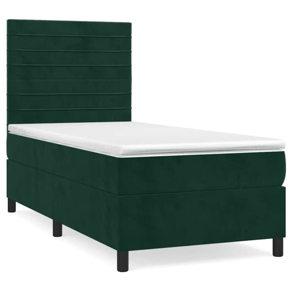 Ramsäng med madrass mörkgrön 90x190 cm sammet