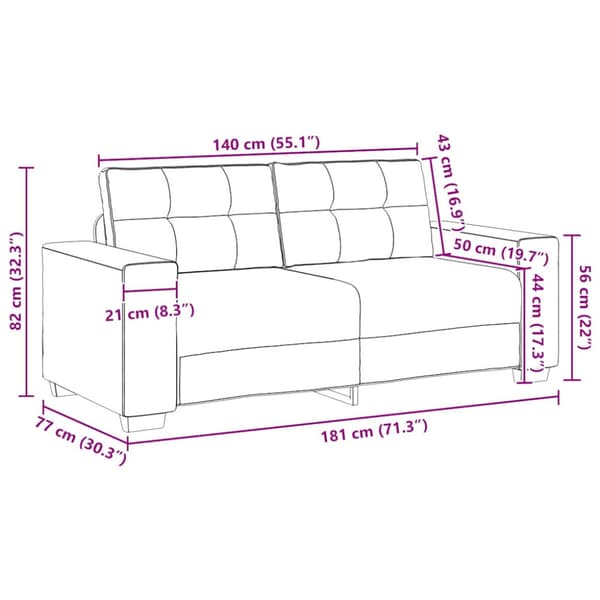 Tvåsitssoffa taupe 180x77x82 cm tyg