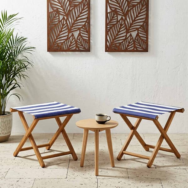 Deck Chair 2 pcs Massiv Eukalyptus Trä Blå och Vit