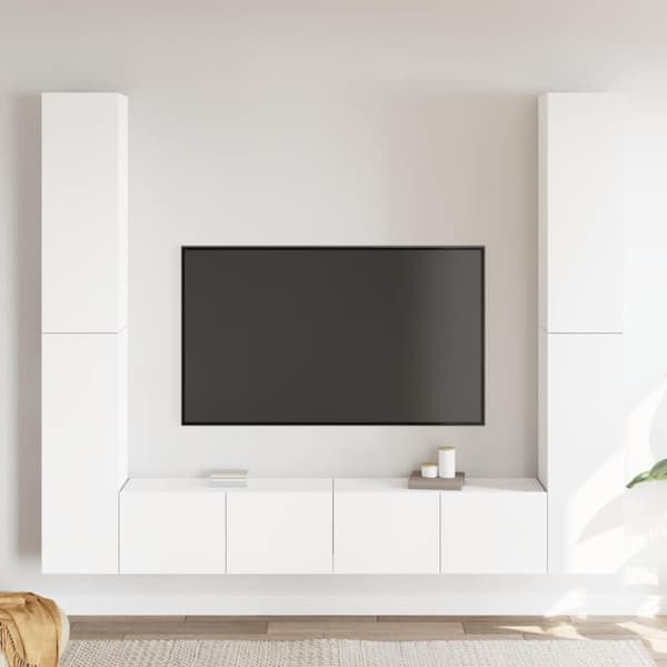 Tv-skåp 6 delar vit konstruerat trä