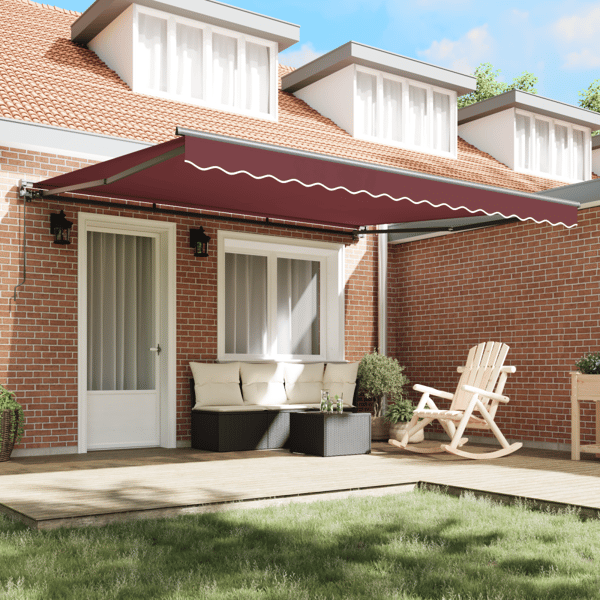 Markisram Vinröd 400 × 300 cm Polyester med PU-beläggning