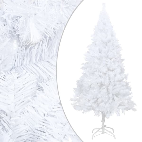 Belyst plastgran med kulor vit 240 cm
