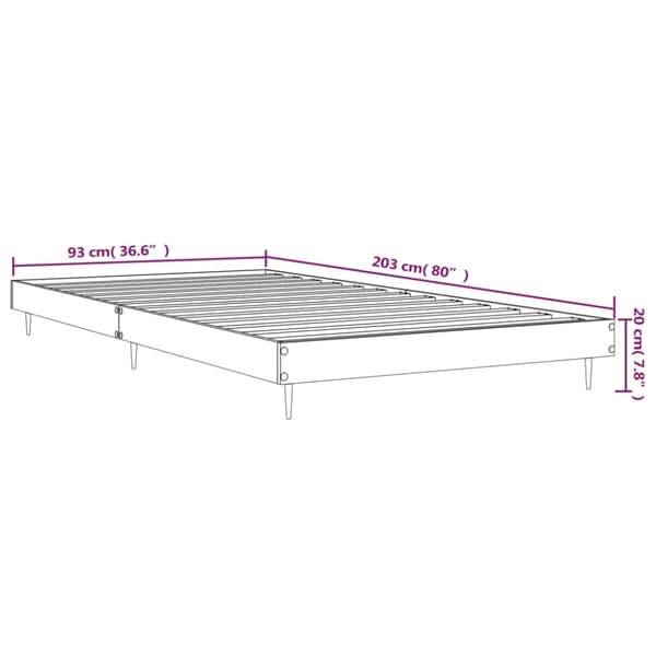 Sängram vit högglans 90x200 cm konstruerad trä