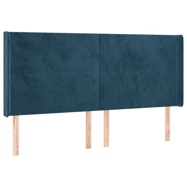 Ramsäng med madrass & LED mörkblå 200x200 cm sammet