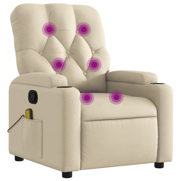 Massagefåtölj krämfärgad tyg
