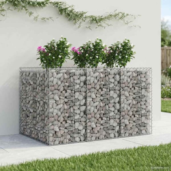 Gabion upphöjd säng 2 pcs Silver