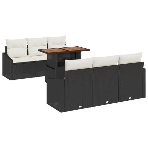 Trädgårdsoffset med lagring 7 pcs Svart Poly rattan