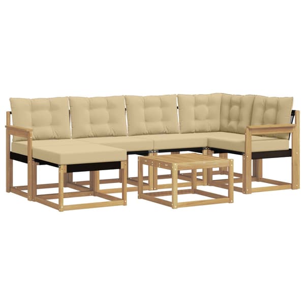 Utomhussoffset med kudde 7 pcs Vit och Beige