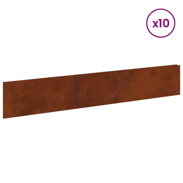 Kant för gräsmatta 10 pcs 100 x 18 cm Stål Rostig