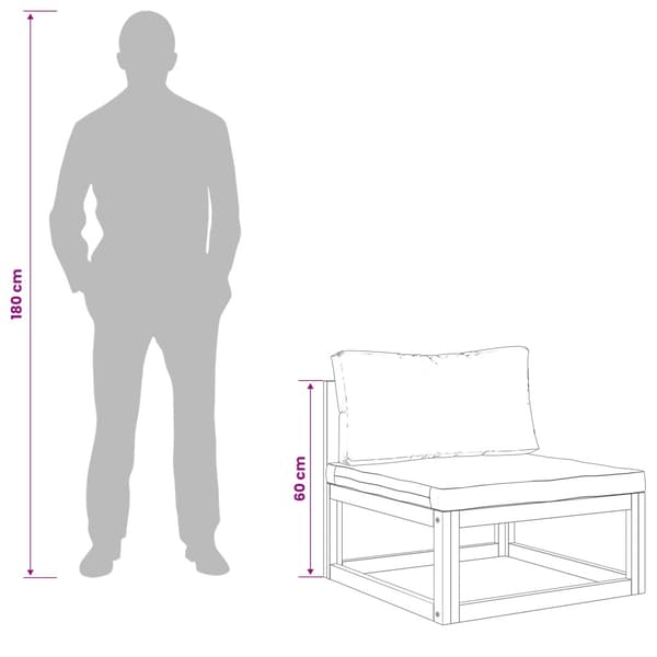 Modulär soffgrupp med dynor 3 st 2-sits Massivt Akaciaträ