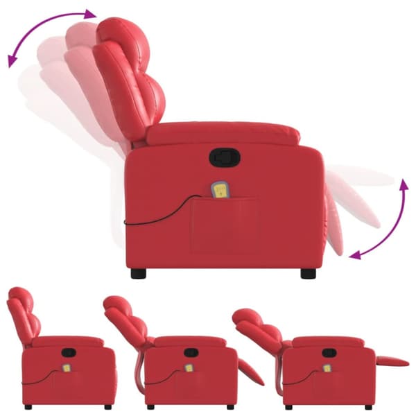 Massagefåtölj röd konstläder