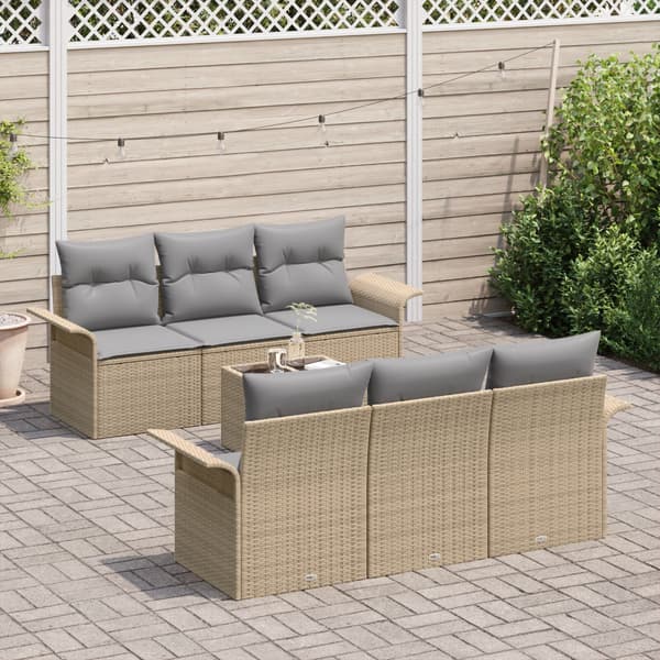 Trädgårdsoffset med kudde 7 pcs Beige konstrotting