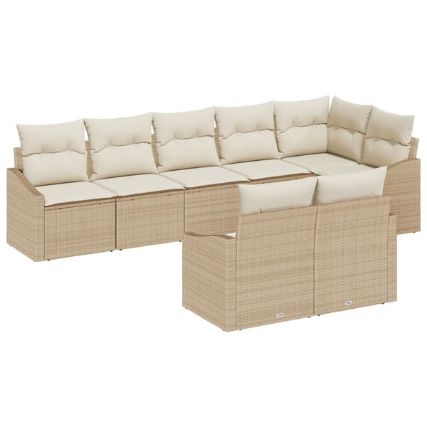 Soffset med kudde 8 pcs Beige konstrotting