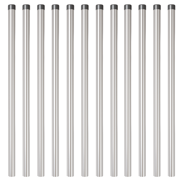 Stängselstolpe 12 pcs Silver 100 cm Pulverlackerad stål