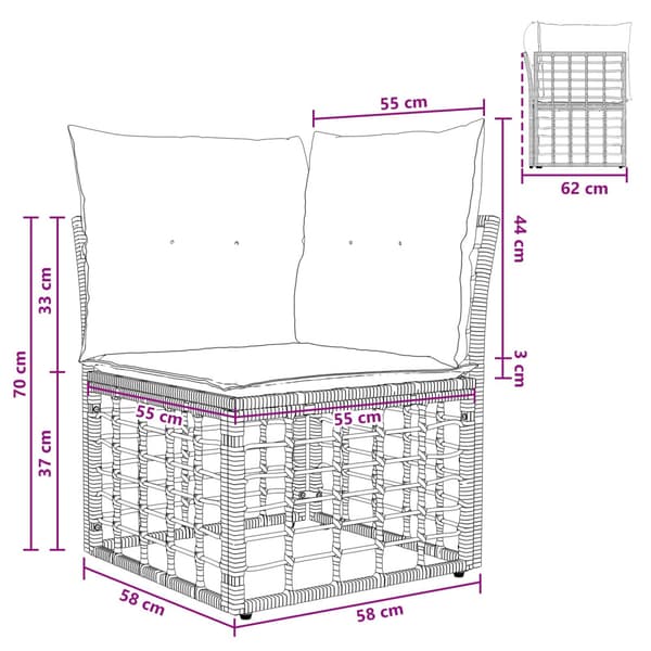 Utomhussoffset 7 pcs Svart och Mörkgrå Polyester