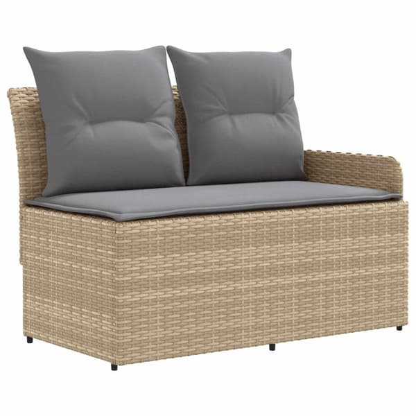 Möbelset med kudde 6 pcs Beige och Ljusgrå PE Rattan