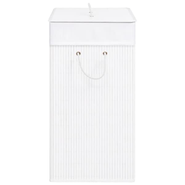 Tvättkorg bambu med 1 sektion vit 83 L