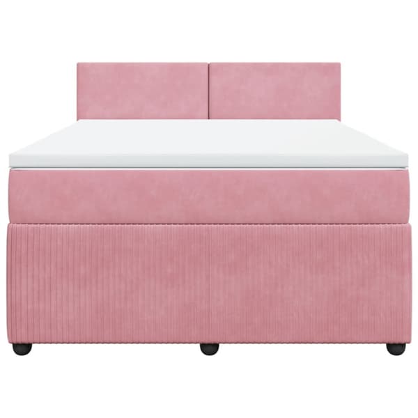 Ramsäng med madrass rosa 140x190 cm sammet