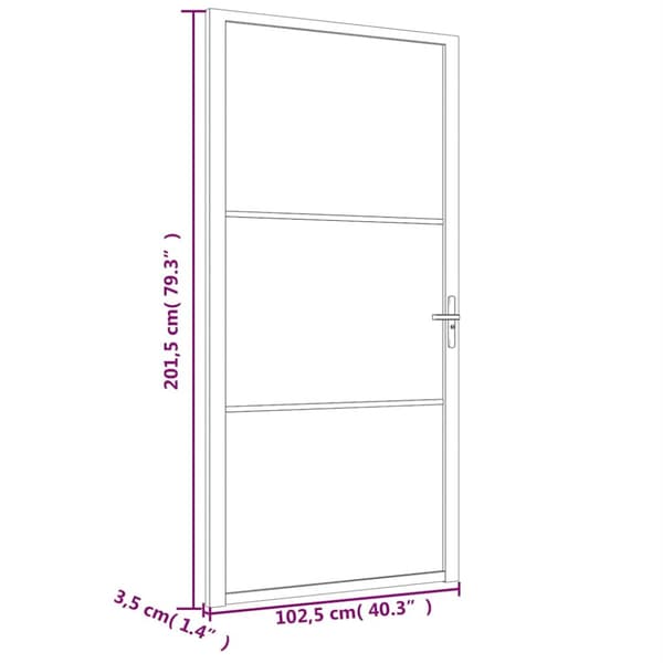 Innerdörr 102,5x201,5 cm vit ESG-glas och aluminium