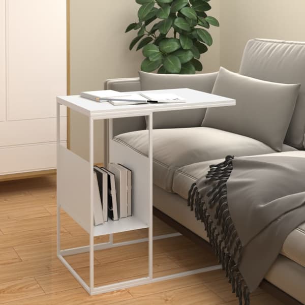 Sidobord vit 55x36x59,5 cm konstruerat trä