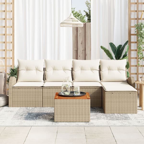 Trädgårdsoffset 6 st Beige konstrotting