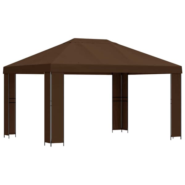Paviljong 4 × 3 m Brun Polyester och Stål 190