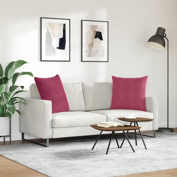 Sofakuddar 2 pcs Vinröd 60 x 60 cm Kordread tyg