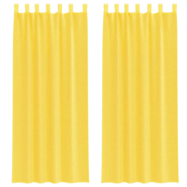 Voile gardiner med stångfickor 2 st gul
