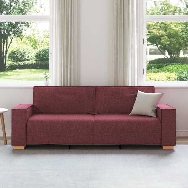 3-Sits soffa Vinröd 220 cm tyg