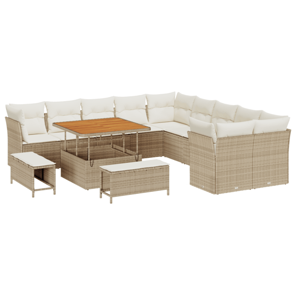 Trädgårdsoffset 13 pcs Beige och gräddfärgad konstrotting