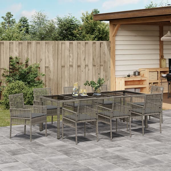 Trädgårdsmöbelset 9 pcs Grå konstrotting