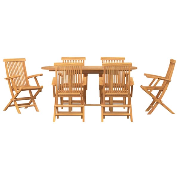 Trädgårdsmöbelset 7 pcs Brun Massivt teakträ