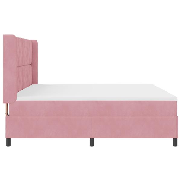 Bäddfjäder med huvudgavel Rosa 200 x 200 cm Sammet