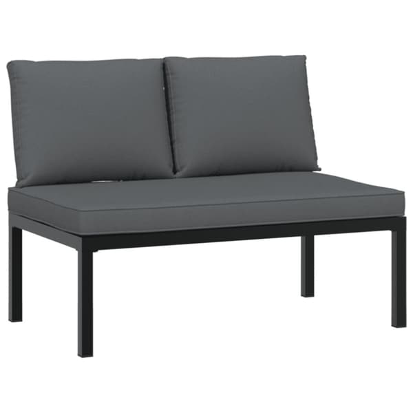 Trädgårdssoffa med dynor 5 delar svart aluminium