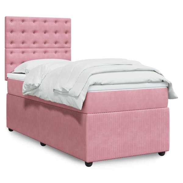 Ramsäng med madrass rosa 90x200 cm sammet