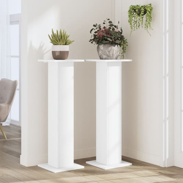 Växtställ 2 st vit 30x30x95 cm konstruerat trä