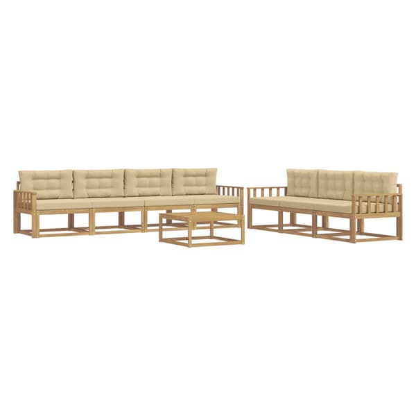 Utomhussoffset med kudde 7 pcs Vit och Beige